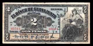 El Banco De Guanajuato 2 Pesos 6.  01.  1914,  M349a / Bk - Gua - 3.  Very Fine photo