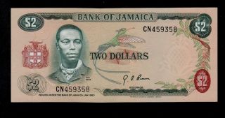 Jamaica 2 Dollars (1970) Cn Pick 55a Au - Unc. photo