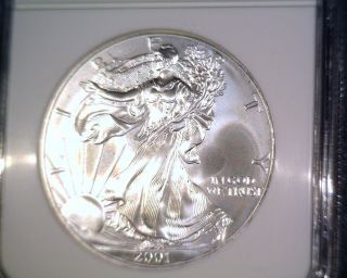 Silver American Eagle Bullion Coin 2001 Ngc Ms69 $1 One Full Ounce.  999 Fine photo