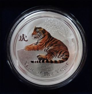 2010 Australia Lunar Year Of The Tiger $1 Silver Coloured Coin 