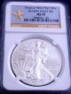 2014 (w) Ms 70 Ngc Gold Star Label American Silver Eagle - West Point Silver photo 2
