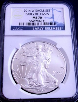 Burnished 2014 W Ms 70 Ngc Early Release American Silver Eagle - West Point photo
