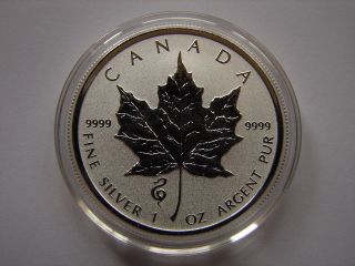 2013 1oz Silver Canadian Maple Leaf Snake Privy Coin Perfect In Airtite photo