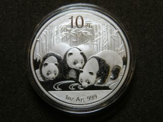 2013 1 Oz Chinese Panda Republic Of China Ag.  999 10 Yuan Capsulated photo