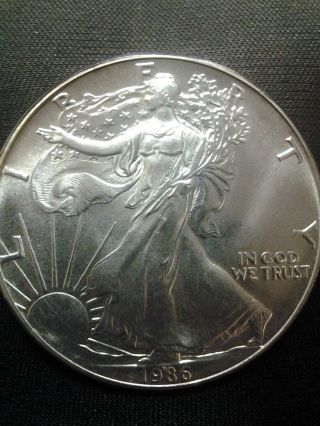 1986 American Silver Eagle First Year Of Issue Gem - Bu 10z.  999 Silver photo