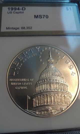 1994 D Us Capitol Commemorative Silver Dollar Coin photo