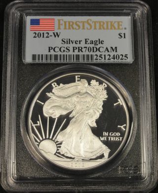 2012 W American Silver Eagle Coin Pcgs First Strike Pr 70 Dcam 4025 photo