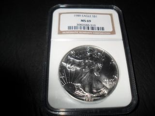 1989 Silver American Eagle (ngc Ms - 69) photo