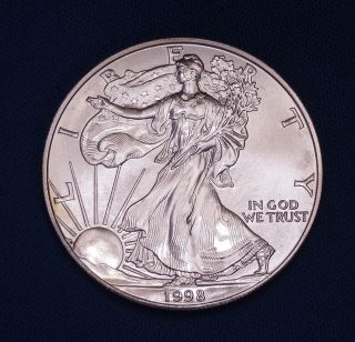 1998 American Silver Eagle Dollar | Uncirculated | Kointain Coin Case photo
