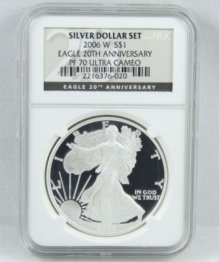 2006 - W American Silver Eagle.  Pf 70 Ultra Cameo Ngc.  20th Anniversary photo