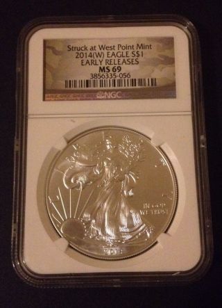 2014 American Silver Eagle Ngc Ms 69 West Point Early Release photo