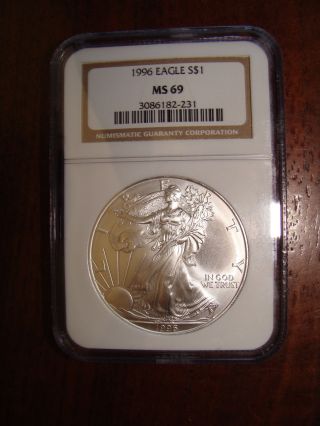 1996 Silver Eagle - Ngc Ms69 - Pristine Coin - $2.  00 S&h - 231 photo