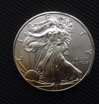 2011 American Silver Eagle Dollar Brilliant Uncirculated (toned). . photo