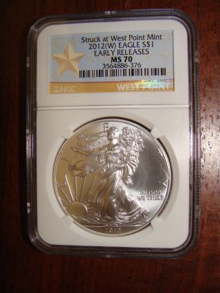 2012 - (w) Silver Eagle - Ngc Ms70 Early Releases - Struck At West Point - 376 photo