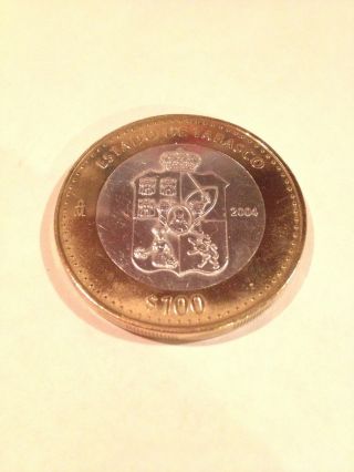 2004 $100 Bimetallic Silver Estado Tabasco Coin Circulated In photo
