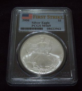 2006 Silver American Eagle Ms69 Pcgs First Strike Silver Dollar Fs photo