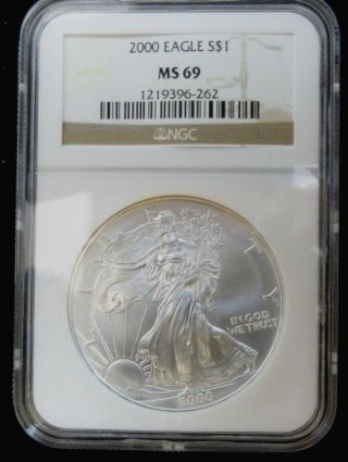 Bu Ms69 2000 Millenium Silver Eagle.  999 Silver 1 Oz Bullion Coin Low Mintage photo