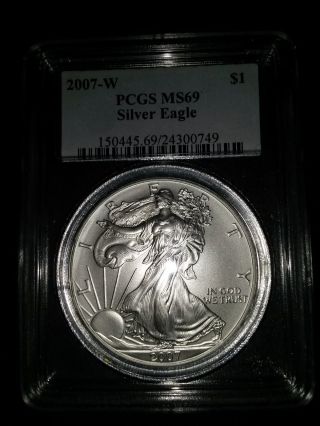 Silver Eagles (2),  1991 Pcgs Ms - 69 And A 2007 - W Ms 69 - Pair photo