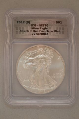United States 2012 - (s) American Silver Eagle Icg Ms70 $1 San Francisco photo