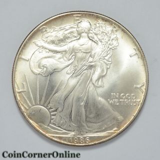 1986 U.  S.  One Dollar Silver Eagle Ch Bu (ccx2383) photo