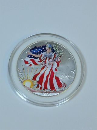 1999 Full Color Walking Liberty Coin - In Coin Case - Full Colorized photo