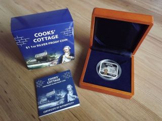 2009 Cook Islands 1oz.  999 Silver Bullion Proof Coin.  Cook ' S Cottage. photo