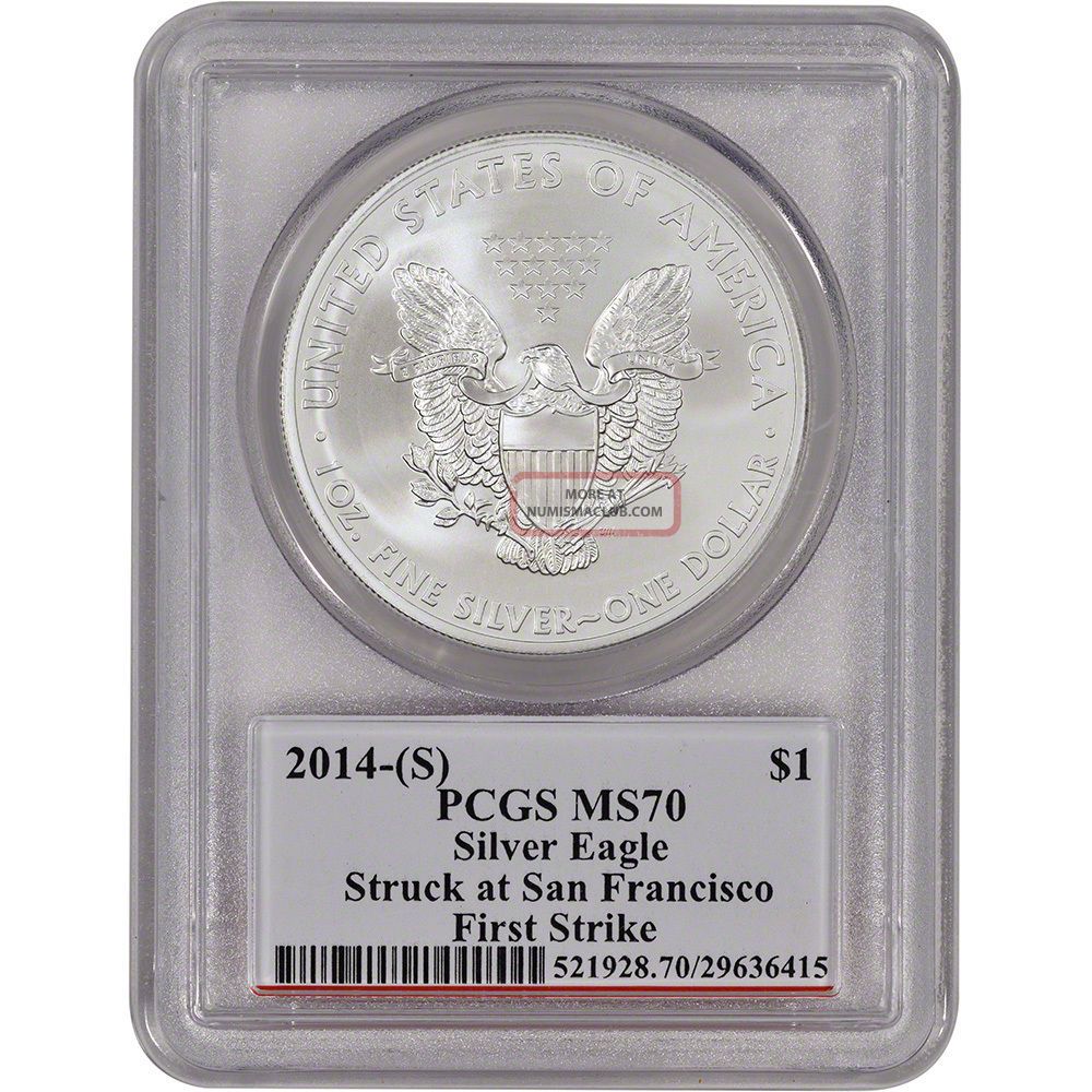 2014 - (s) American Silver Eagle - Pcgs Ms70 - First Strike Sf Label