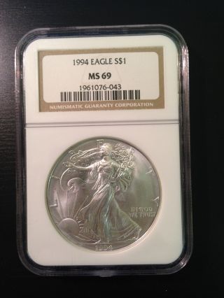 Ase - American Silver Eagle $1 1994 Ms 69 - 1 Oz Fine Silver One Dollar S&h photo