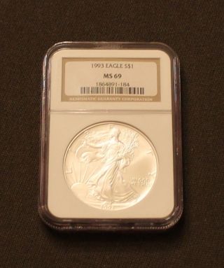 1993 $1 American Eagle.  999 1oz Silver Dollar Ngc Ms69 photo