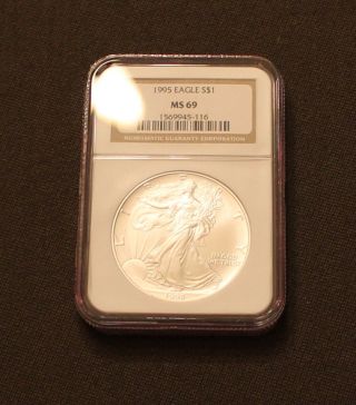 1995 $1 American Eagle.  999 1oz Silver Dollar Ngc Ms69 photo