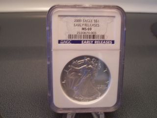 2009 Silver Eagle Ms - 69 By Ngc With 1oz.  Silver photo