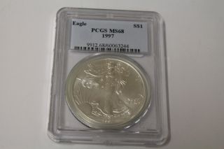 1997 Pcgs Ms68 American Silver Eagle $1 Dollar Coin (2567) J photo
