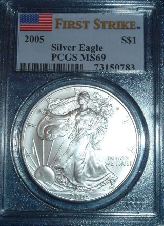 American Silver Eagle 2005 First Strike Pcgs Ms - 69 photo
