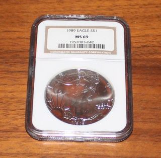 1989 $1 American Eagle.  999 1oz Silver Dollar Ngc Ms69 photo