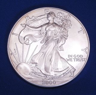 2000 American Silver Eagle Dollar | Uncirculated | Kointain Coin Case photo