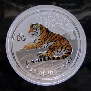 2010 5 Oz Silver Australian Colored Year Of The Tiger Coin (series Ii) photo