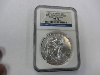 2011 W $1 Eagle 25th Anniversary Early Releases Ms 70 Ngc photo