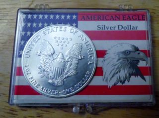 1987 1 Oz Silver American Eagle (brilliant Uncirculated) With American Flag Case photo