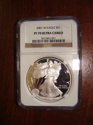 2001 - W Silver Eagle - Ngc Pf 70 Ultra Cameo - $2.  00 S&h - 001 photo