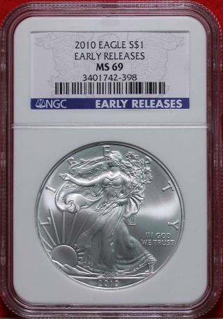 2010 Silver American Eagle Dollar Graded Ms69 By Ngc S/h photo