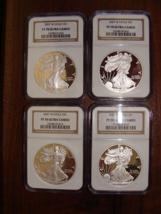 (4) 2007 - W American Silver Eagles - Ngc Pf 70 Ultra Cameo - $3.  00 S&h - 009 photo