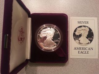 1986 S Proof American Silver Eagle W/coa photo