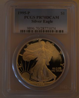 1995 - P 1 Oz.  Silver American Eagle Proof Coin Graded Pcgs Pr70 photo