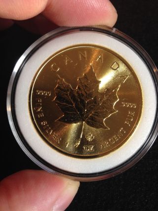 2014 Gold Plate Canadian Maple.  9999 1 Troy Oz Silver Beauty photo