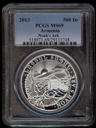2013 1 Oz Silver Armenia 500 Drams Noah’s Ark Coin Pcgs Ms69 photo