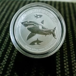 In Hand 3x 2014 1/2 Oz Silver Australian Great White Shark.  999 Silver Coin photo