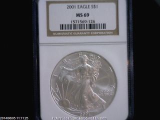 2001 Eagle S$1 Ngc Ms 69 American Silver Coin 1oz photo