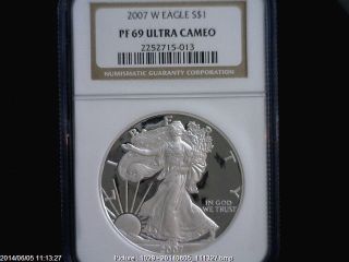 2007 W Eagle S$1 Ngc Pf 69 Ultra Cameo 1oz American Silver Coin photo