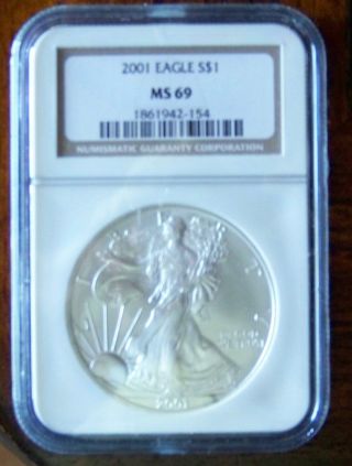 2001 American Silver Eagle Dollar Coin (ngc Graded State 69) photo