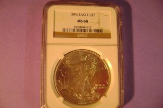 1994 American Silver Eagle Dollar - Ngc Graded State 68 photo